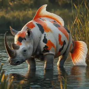 Koi fish + Rhinoceros